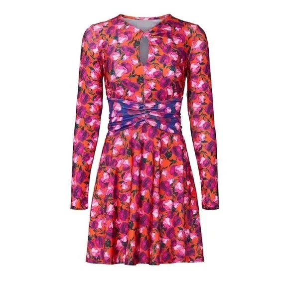 DELFI Collective pink purple floral long sleeve morris dress size small s - Picture 14 of 15